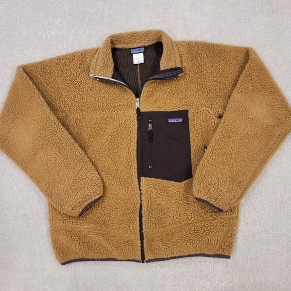 Patagonia Mens Medium Classic Retro-X Jacket Deep Pile Fleece Sherpa Brown - Picture 1 of 16